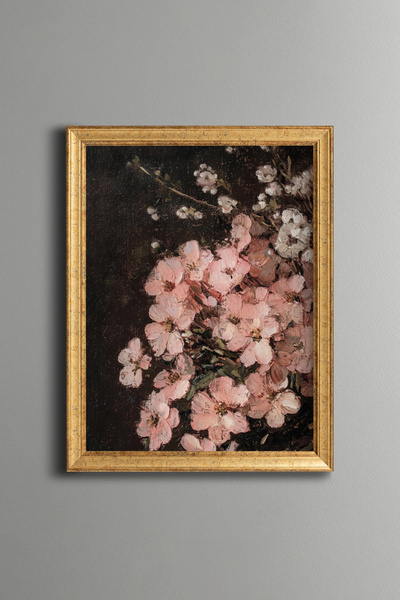 epiqart Pink Spring Flowers - Vintage Patterned Painting - Fine Model