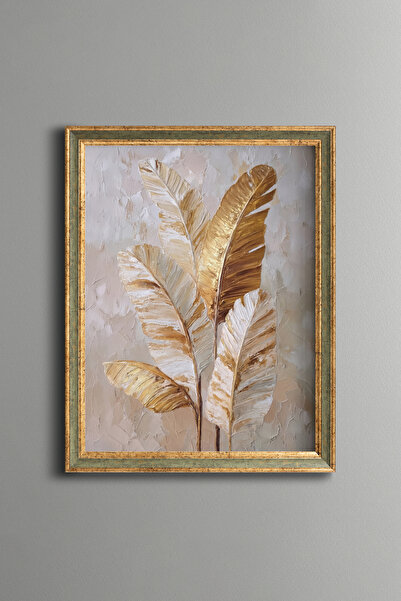 epiqart Golden Tropical Leaves - Vintage Patterned Painting - Fine Model