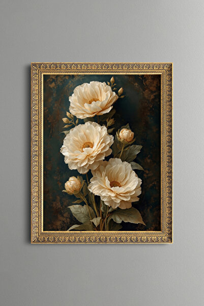 epiqart Cream Peonies - Vintage Patterned Painting - Fine Model