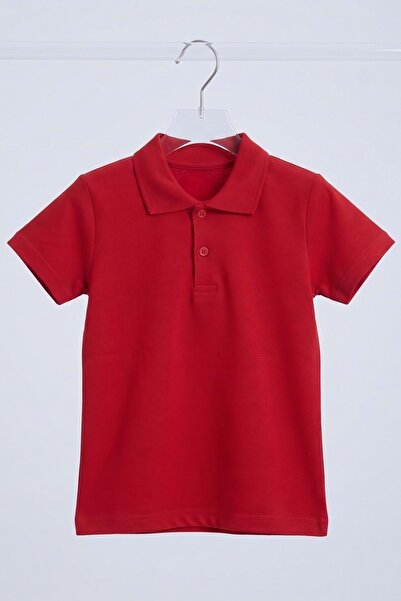 Mnk Baby&Kids Cotton Polo Collar Short Sleeve Plain School T-Shirt M00865 Red