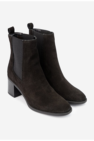 Dasha Botine dama negre din piele intoarsa cu elastic