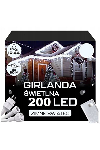 NO BRAND SOPLE 200 LED Lumini de exterior tip perdea Alb rece 8m Ghirlandă MD...