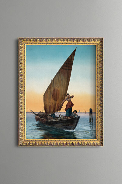 epiqart Fisherman Family on a Sailing Boat - Vintage Patterned Painting - Fin...