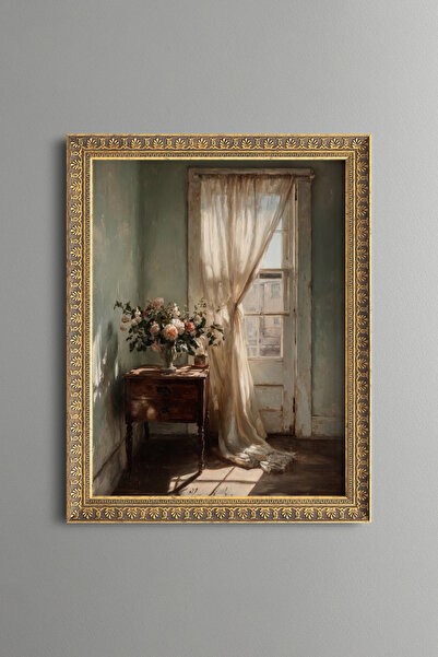 epiqart Roses in Front of the Door - Vintage Patterned Painting - Fine Model
