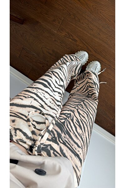 sinem kıvanç GABARDİN ZEBRA DESENLİ PANTOLON