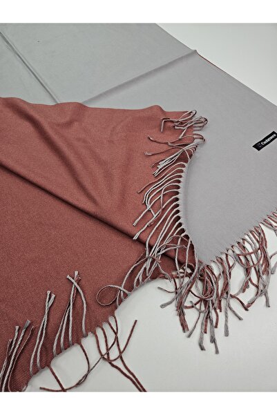 tomrisboutique شال ووشاح كشمير فاخر ذو وجهين 70 × 200 سم بلونين مع حواف مزخرفة