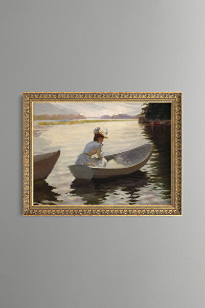 epiqart Young Woman in the Lagoon - Vintage Patterned Painting - Slim Model