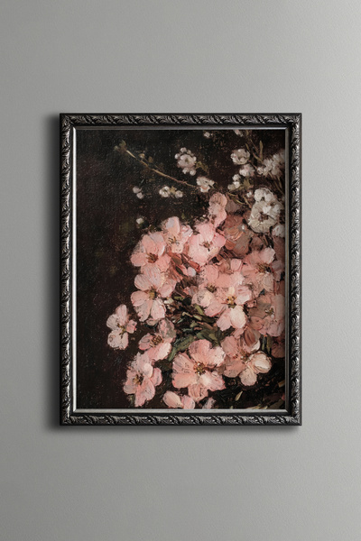 epiqart Pink Spring Flowers - Vintage Patterned Painting - Fine Model