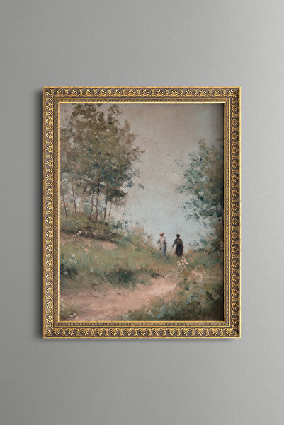 epiqart Two Women on a Country Road - Vintage Patterned Painting - Fine Model