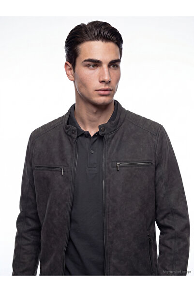 LC Waikiki Regular Fit Mock Neck Men's Suede Coat