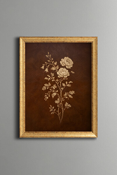 epiqart Sepia Rose Branch - Vintage Patterned Painting - Fine Model