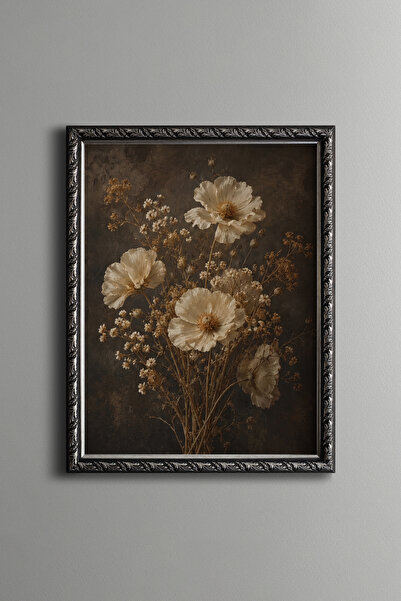 epiqart White Poppies and Wildflowers - Vintage Patterned Painting - Fine Model
