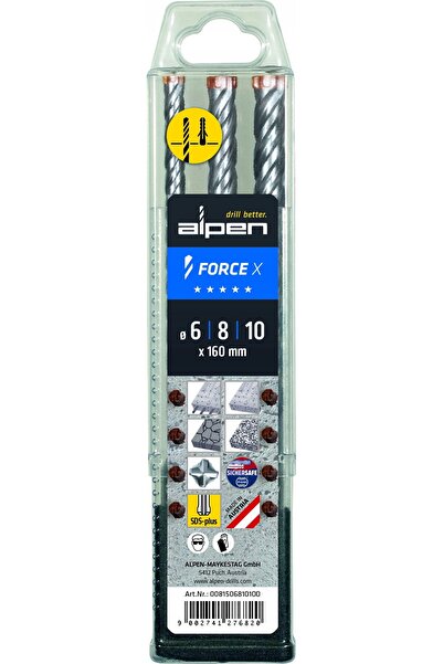 Alpen Set de 3 burghie pentru beton armat fi 6/8/10x160 mm SDS+ FORCE X