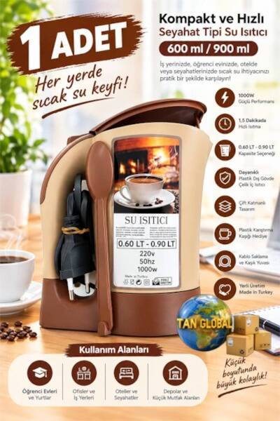 TAN EXPRESS 1 Adet Mini Kettle Elektrikli Su Isıtıcı Türk Kahvesi Makinesi Ko...