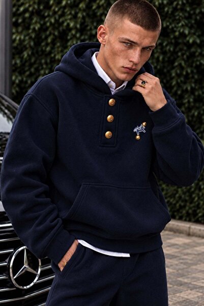 king brich Men's Premium Oversize Hooded Sweatshirt with Inner Pockets and Bu...