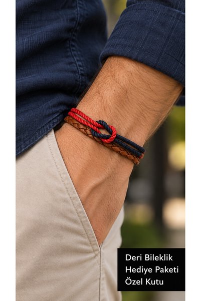 HER ŞEY NOTA www.herseynota.com Ravento Crimsonknot Brown Leather Men's Brace...