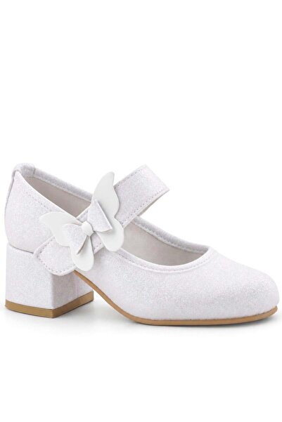 hapshoe Winx Ecru White Sparkling Butterfly Girls' Heeled Shoes