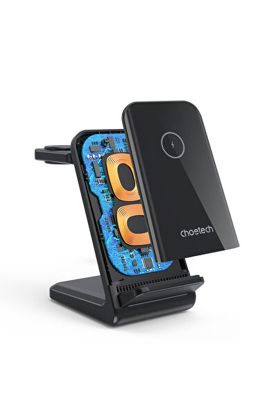 CHOETECH MagLeap 4-in-1 Wireless Charging Station 15W, Magnetic Stand for iPhone, Watch & AirPods, White T608-F
