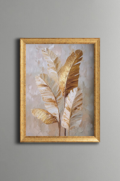 epiqart Golden Tropical Leaves - Vintage Patterned Painting - Fine Model
