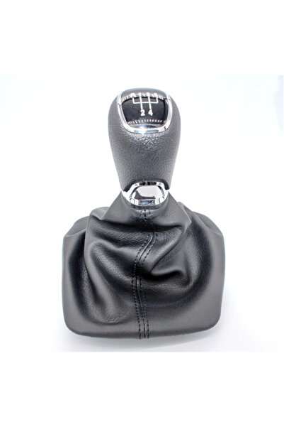DELUXETUNING Nuca schimbator auto cu manson imitatie de piele neagra compatib...