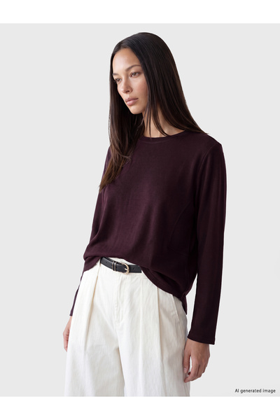 LC Waikiki Γυναικείο T-shirt oversize με στρογγυλή λαιμόκοψη