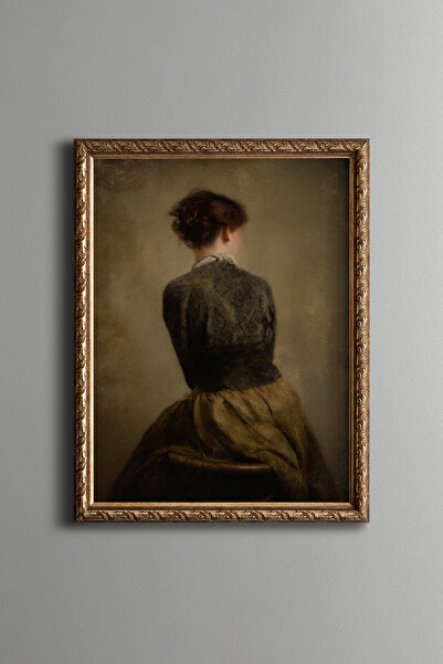 epiqart Woman Facing Backwards - Vintage Patterned Painting - Slim Model