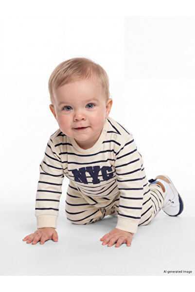 LC Waikiki Crew Neck Striped Baby Boys' 2 Thread Jumpsuit