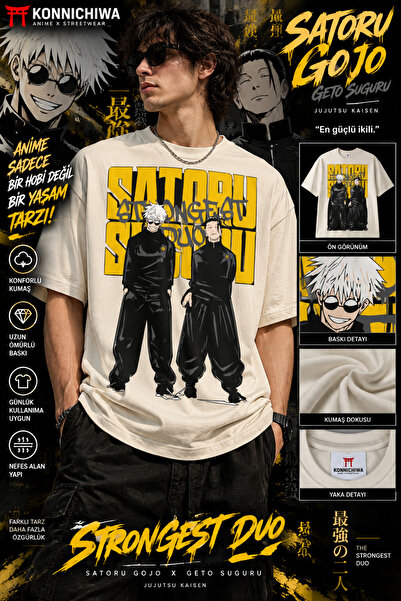 FG KONNİCHİWA Jujutsu Kaisen Satoru Gojo Sukuna Geto T-Shirt Tee Tshirt – Ani...