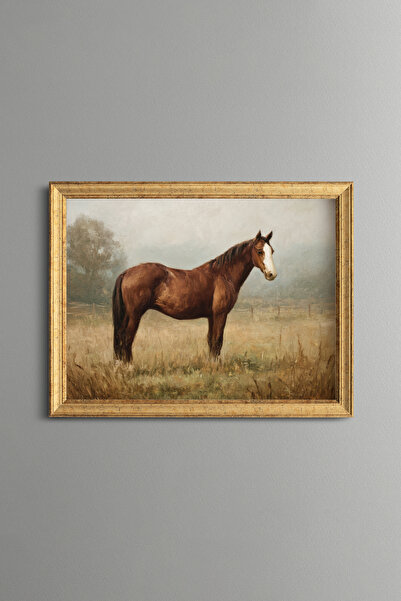 epiqart Brown Horse - Vintage Patterned Painting - Fine Model