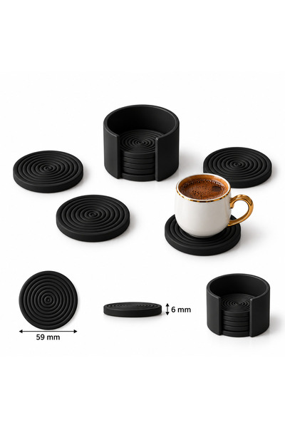DYLERIA Spiral Türk Kahvesi Fincan Altlığı ve Standı – 6'lı Set