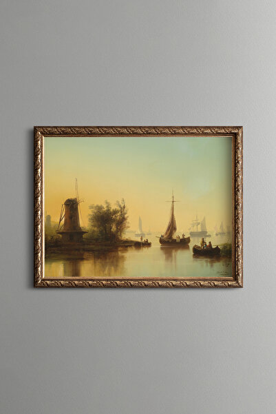 epiqart Windmills and Sailboats - Vintage Patterned Painting - Fine Model