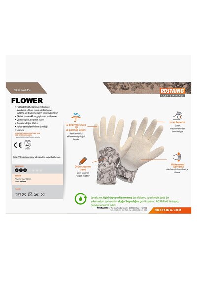 Rostaing 2 Adet FLOWER-IT07 Bahçe Ekim, Dikim Eldiveni No:7 - S