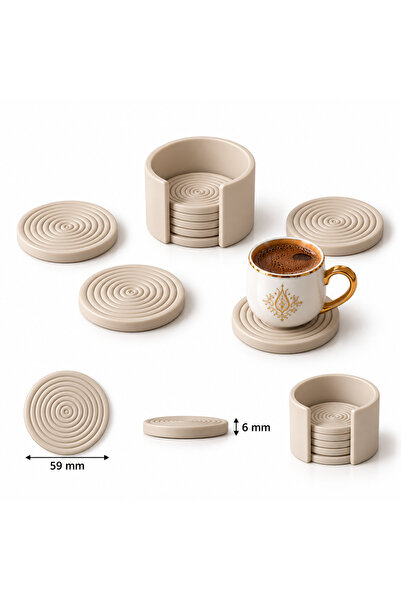 DYLERIA Spiral Türk Kahvesi Fincan Altlığı ve Standı – 6'lı Set