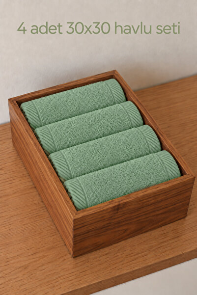 Motif Tekstil 4’lü 30x30 cm %100 Organik Pamuk El ve Mutfak Havlusu Seti - As...