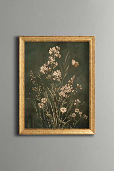 epiqart Wild Flowers and Butterfly - Vintage Patterned Painting - Fine Model