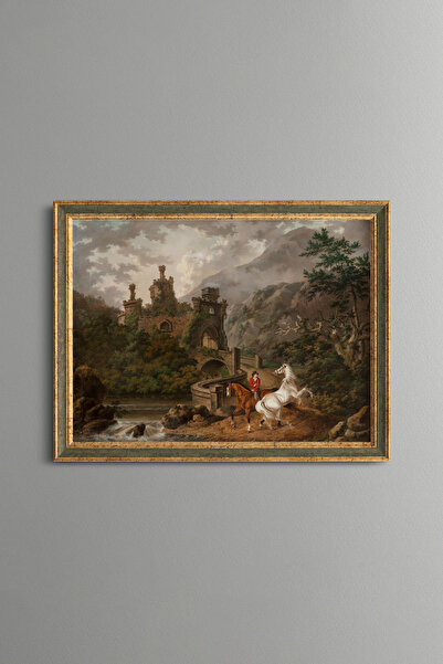 epiqart Horses and Rider on the Castle Bridge - Vintage Patterned Painting - ...