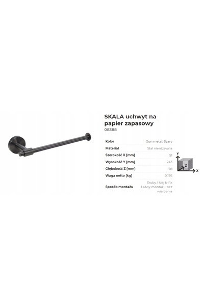 Bisk Suport WC SCALEA pentru hârtie de rezervă, metal gri, cod 08388