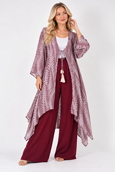Butik Ayseba Women's Leaf Pattern Cap Pants Double Set