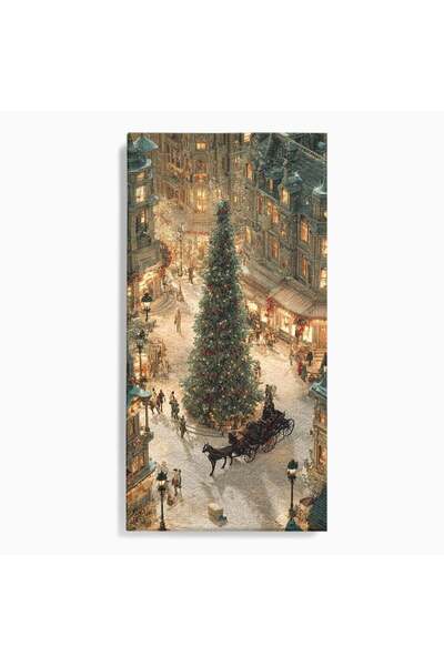 Luxcanva Tablou Canvas Orasul De Craciun 50x100 cm pe Sasiu Lemn Urban Trasur...