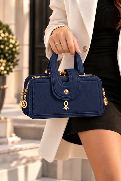 zemihra Women's 3-Compartment Small Size Vintage Scholarship Zipper and Snap Closure Hand and Shoulder Bag