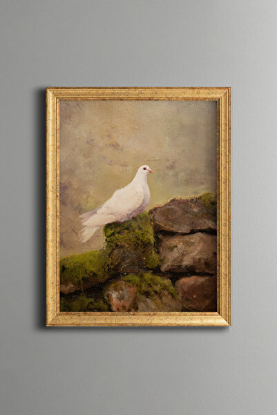 epiqart White Dove - Vintage Patterned Painting - Fine Model