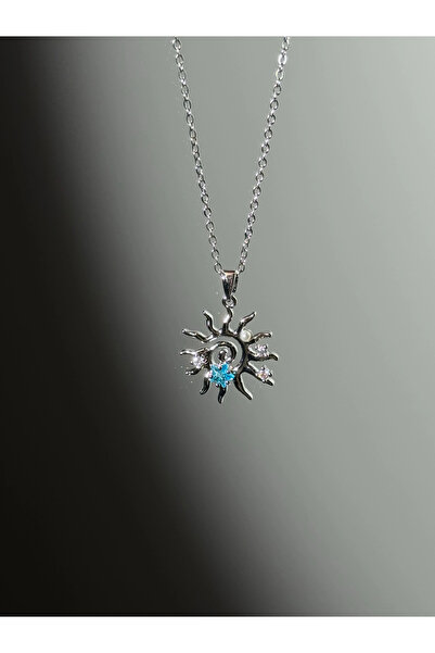 Harlofia Jewelry Çelik Moana İlhamlı Mavi Sarmal Güneş Kolye