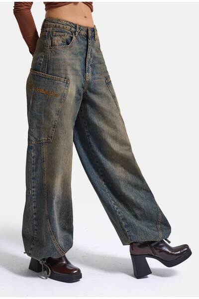 it's basic Kadın 4w6-85 Baggy Fit Özel Nakış Detaylı Tasarım Denim Jean