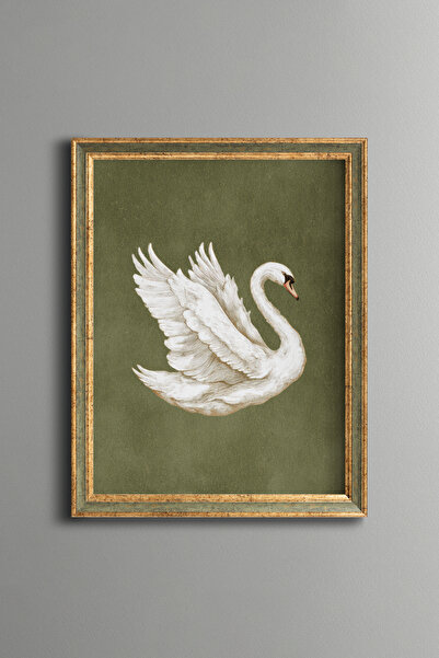 epiqart White Swan - Vintage Patterned Painting - Fine Model