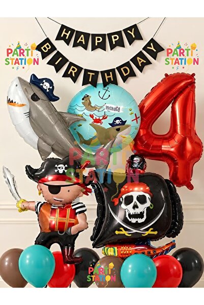 Parti Station Sailor Theme Pirate Concept 4-Year-Old Balloon Set - 14 Pieces ...