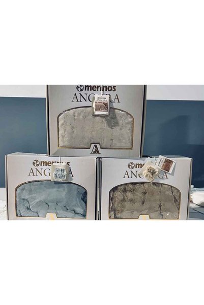 Merinos Pătură din blană de iepure Angora 220X240 în cutie Bej