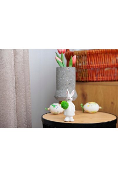 Magic Home Set 2 figurine decorative de Paște, iepuraș ceramic cu ou