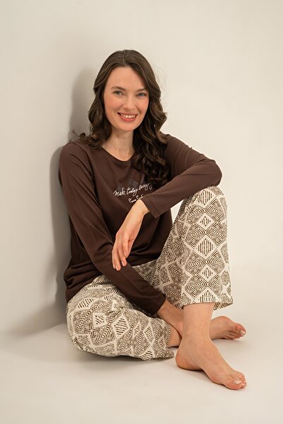 Pierre Cardin Cotton Modal Soft Textured Long Sleeve Women's Pajama Set with ...