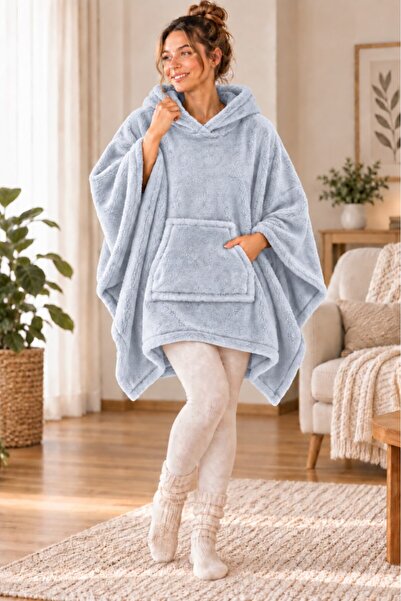 Mulberry Wellsoft Panço Kapüşonlu Giyilebilir Battaniye Oversize Sıcak Tutan ...