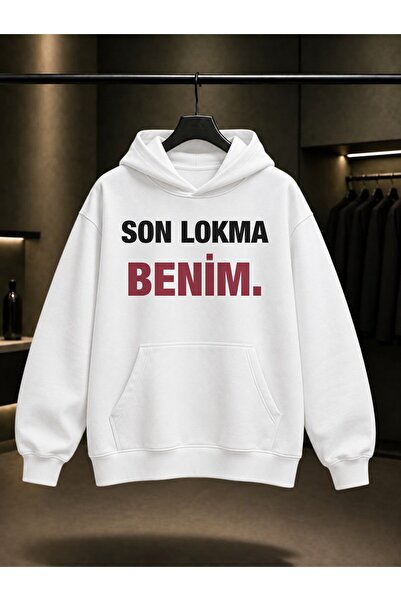 fame-stoned Son Lokma Benim Written Printed Unisex 100% Cotton Hooded Sweatshirt